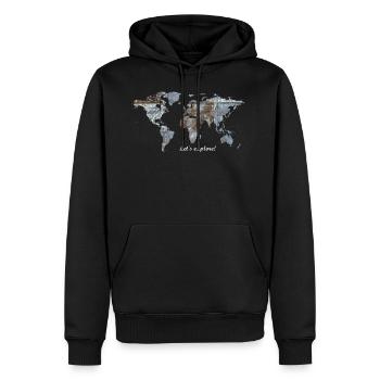 Weltkarte - Let's explore! - Männer Premium Bio Hoodie - Schwarz - Vorne - Nico (187cm)