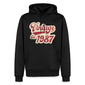 Vintage Est 1987 - Sweat à capuche Premium bio Homme - noir - Devant - Nico (187cm)