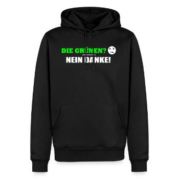 DIE GRÜNEN NEIN DANKE - Männer Premium Bio Hoodie - Schwarz - Vorne - Nico (187cm)