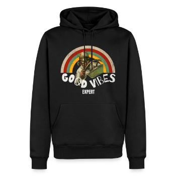 Pilote bonnes vibes expert - Sweat à capuche Premium bio Homme - noir - Devant - Nico (187cm)
