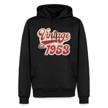 Vintage Est 1953 - Sweat à capuche Premium bio Homme - noir - Devant - Nico (187cm)