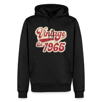 Jahrgang Est 1965 - Männer Premium Bio Hoodie - Schwarz - Vorne - Nico (187cm)