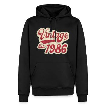 Jahrgang Est 1986 - Männer Premium Bio Hoodie - Schwarz - Vorne - Nico (187cm)