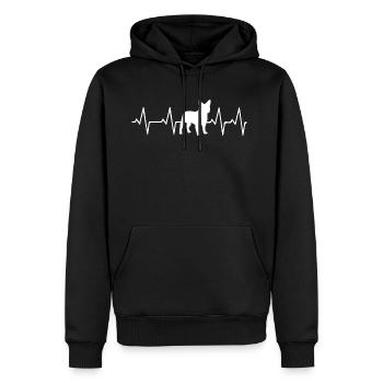 shirt bouledogue français J'aime les chiens - Sweat à capuche Premium bio Homme - noir - Devant - Nico (187cm)