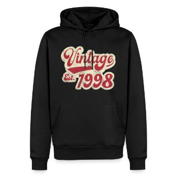 Vintage Est 1998 - Sweat à capuche Premium bio Homme - noir - Devant - Nico (187cm)