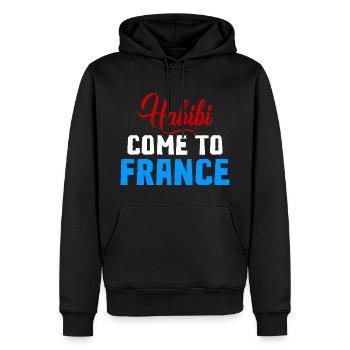 Habibi Come To France - Men’s Premium Organic Hoodie - black - Front - Nico (187cm)