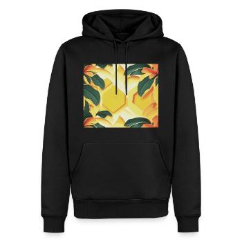 Tropical Green and Yellow leaves 6 - Men’s Premium Organic Hoodie - black - Front - Nico (187cm)