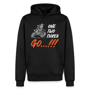 One Two Three Go Motocross - Men’s Premium Organic Hoodie - black - Front - Nico (187cm)