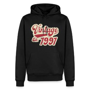 Vintage Est 1991 - Sweat à capuche Premium bio Homme - noir - Devant - Nico (187cm)