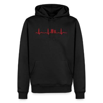 GESCHENK - EKG HERZLINIE POKER CASINO Red - Männer Premium Bio Hoodie - Schwarz - Vorne - Nico (187cm)