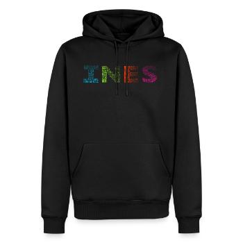 Ines Letter Name - Men’s Premium Organic Hoodie - black - Front - Nico (187cm)