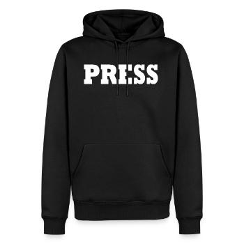 Press - Sweat à capuche Premium bio Homme - noir - Devant - Nico (187cm)