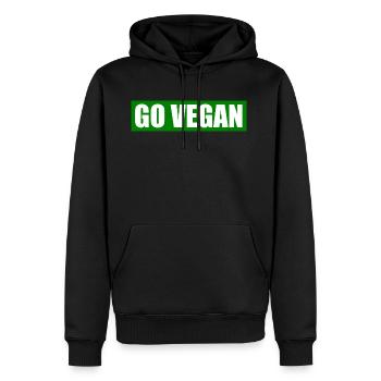 Go vegan - Sweat à capuche Premium bio Homme - noir - Devant - Nico (187cm)
