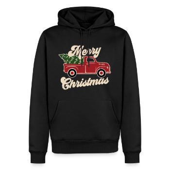 Christmas Groovy Xmas Tree Truck - Merry Christmas - Männer Premium Bio Hoodie - Schwarz - Vorne - Nico (187cm)