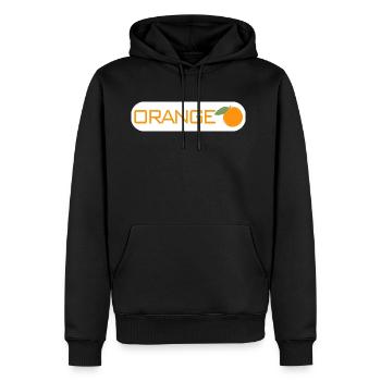 fruit fruits orange Logo idée cadeau - Sweat à capuche Premium bio Homme - noir - Devant - Nico (187cm)
