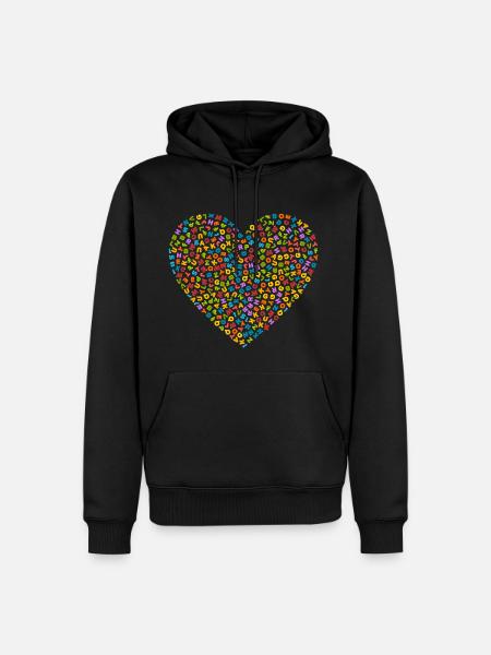 Alphabet heart, letters heart - Men’s Premium Organic Hoodie - black