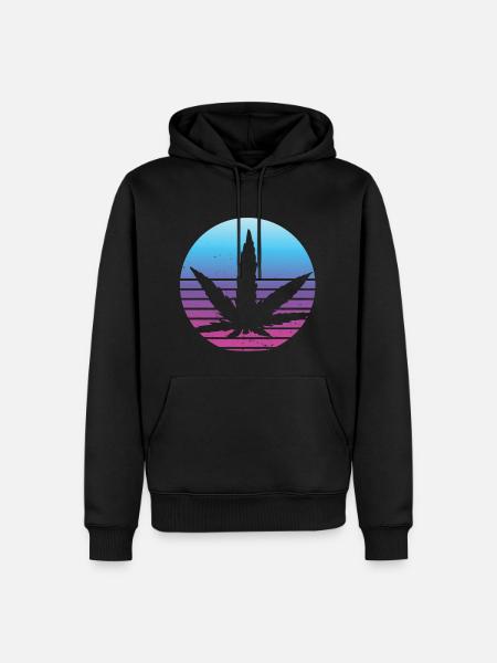 Cannabis leaf Retro Sunset - Men’s Premium Organic Hoodie - black