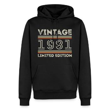 Millésime 1981 - Année 1981 Cadeau d’anniversaire 1981 - Sweat à capuche Premium bio Homme - noir - Devant - Nico (187cm)