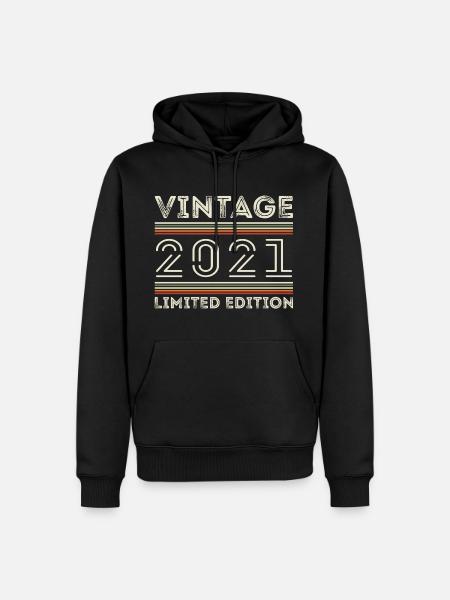 Vintage 2021 - Year 2021 Birthday Gift 2021 - Men’s Premium Organic Hoodie - black