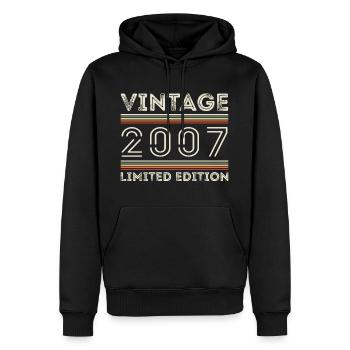 Jahrgang 2007 - Jahr 2007 Geburtstagsgeschenk 2007 - Männer Premium Bio Hoodie - Schwarz - Vorne - Nico (187cm)