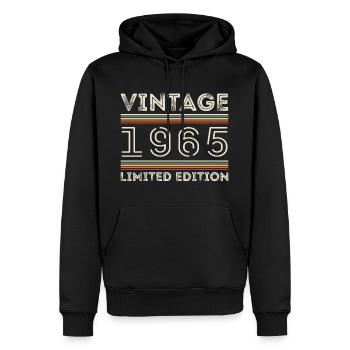 Millésime 1965 - Année 1965 Cadeau d’anniversaire 1965 - Sweat à capuche Premium bio Homme - noir - Devant - Nico (187cm)