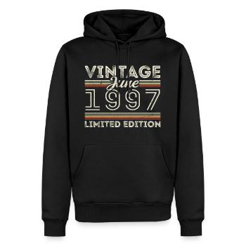 Juin 1997 Anniversaire de juin Présent juin 1997 - Sweat à capuche Premium bio Homme - noir - Devant - Nico (187cm)