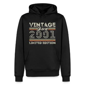 Juin 2001 Cadeau d’anniversaire de juin Juin 2001 - Sweat à capuche Premium bio Homme - noir - Devant - Nico (187cm)