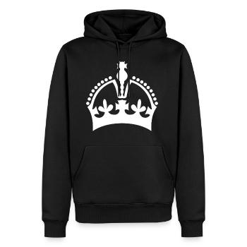 Krone - Männer Premium Bio Hoodie - Schwarz - Vorne - Nico (187cm)