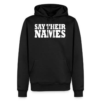 say their names - Sweat à capuche Premium bio Homme - noir - Devant - Nico (187cm)