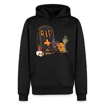 Süße und gruselige Kurzhaar Katze Halloween - Männer Premium Bio Hoodie - Schwarz - Vorne - Nico (187cm)
