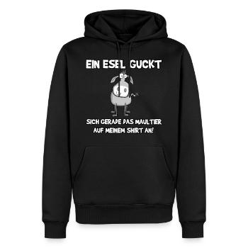 Ein Esel guckt - Männer Premium Bio Hoodie - Schwarz - Vorne - Nico (187cm)