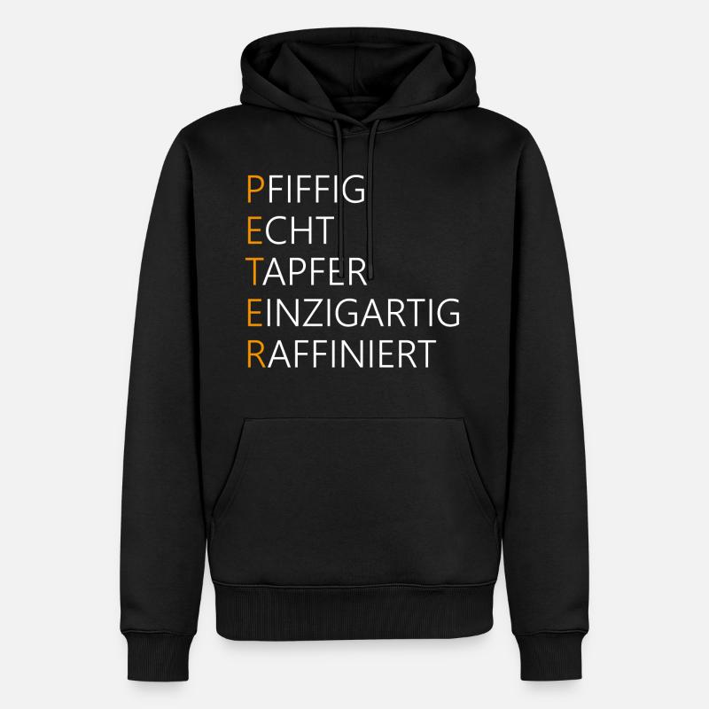 Peter Name Geschenk - Männer Premium Bio Hoodie - Schwarz