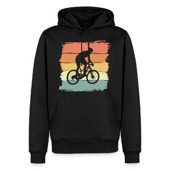 Biking retro vintage. Fahrrad Mountainbike fahren. - Männer Premium Bio Hoodie - Schwarz - Vorne - Nico (187cm)