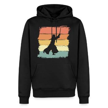 Kendo arts martiaux vintage rétro - Sweat à capuche Premium bio Homme - noir - Devant - Nico (187cm)