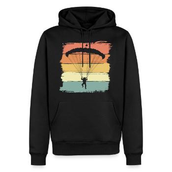 Parachutisme rétro vintage parapente - Sweat à capuche Premium bio Homme - noir - Devant - Nico (187cm)