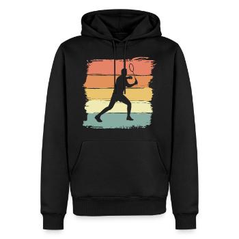 Badminton Rétro Vintage Badminton Cadeau - Sweat à capuche Premium bio Homme - noir - Devant - Nico (187cm)