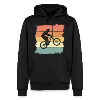 Biking retro vintage. Downhill Mountainbike fahren - Männer Premium Bio Hoodie - Schwarz - Vorne - Nico (187cm)