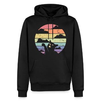 Niedliche Katze Retro Silhouette Katze Liebhaber & Besitzer Geschenk - Männer Premium Bio Hoodie - Schwarz - Vorne - Nico (187cm)