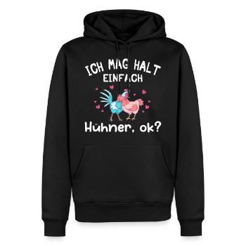 Ich mag halt einfach Hühner okay? - Männer Premium Bio Hoodie - Schwarz - Vorne - Nico (187cm)