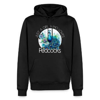 Pfau Blumen Pfauenfeder Exotisch Farbenfroh Bunt - Männer Premium Bio Hoodie - Schwarz - Vorne - Nico (187cm)