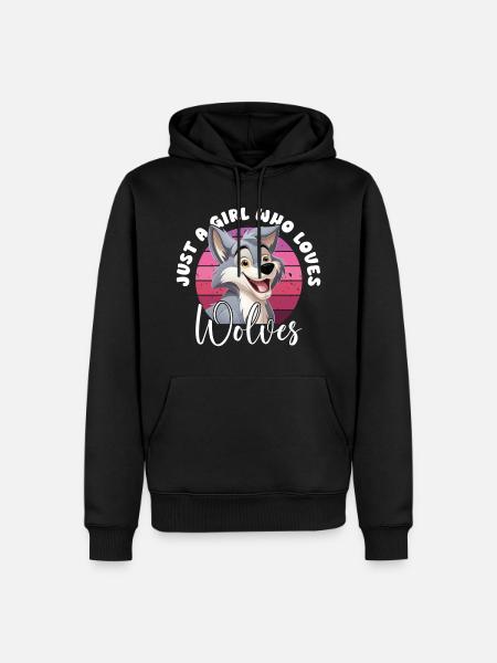 Wolf Just A Girl Who Loves Wolves Wolfskopf - Männer Premium Bio Hoodie - Schwarz