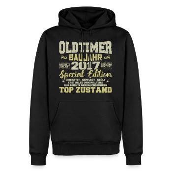 Millésime 2017 Né Rétro Anniversaire Millésime - Sweat à capuche Premium bio Homme - noir - Devant - Nico (187cm)