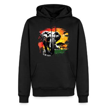 Éléphant Afrique Safari Nature nature sauvage aquarelle Art - Sweat à capuche Premium bio Homme - noir - Devant - Nico (187cm)
