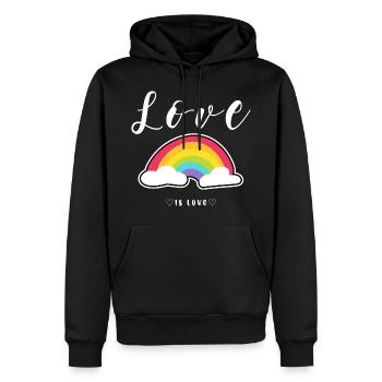 Love is love. Gay pride - Sweat à capuche Premium bio Homme - noir - Devant - Nico (187cm)