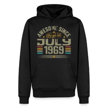Baujahr Juli 1969 | Geschenk Juli 1969 - Männer Premium Bio Hoodie - Schwarz - Vorne - Nico (187cm)
