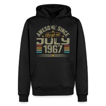 Baujahr Juli 1967 | Geschenk Juli 1967 - Männer Premium Bio Hoodie - Schwarz - Vorne - Nico (187cm)