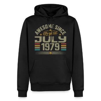 Baujahr Juli 1979 | Geschenk Juli 1979 - Männer Premium Bio Hoodie - Schwarz - Vorne - Nico (187cm)