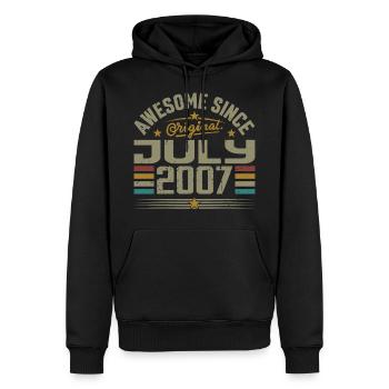 Baujahr Juli 2007 | Geschenk Juli 2007 - Männer Premium Bio Hoodie - Schwarz - Vorne - Nico (187cm)