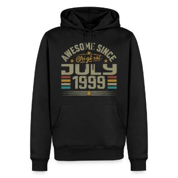 Baujahr Juli 1999 | Geschenk Juli 1999 - Männer Premium Bio Hoodie - Schwarz - Vorne - Nico (187cm)