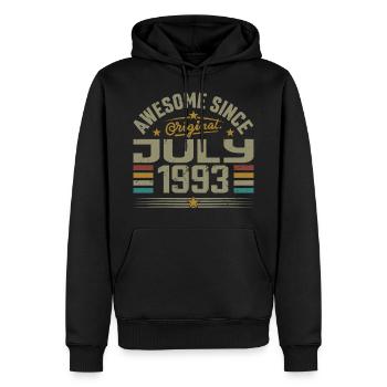 Baujahr Juli 1993 | Geschenk Juli 1993 - Männer Premium Bio Hoodie - Schwarz - Vorne - Nico (187cm)